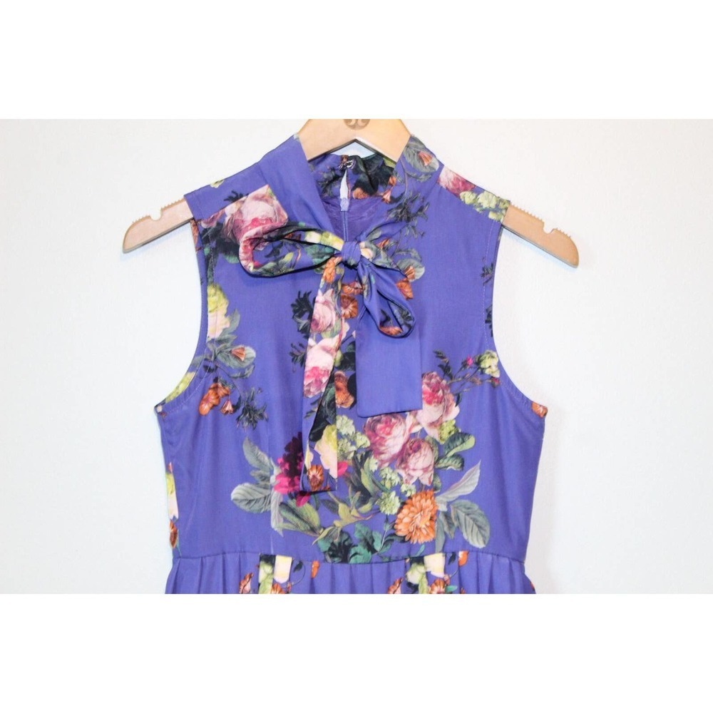 ✨2/$20 ModCloth Bea & Dot Floral Fit Flare Dress Lay of the Landscape XS H14784 - Picture 4 of 12